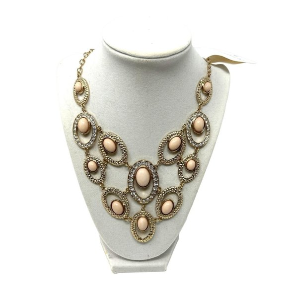 Charming Charlie Jewelry - Gold Plated with Light Peach Stones & Rhinestones - Picture 2 of 8